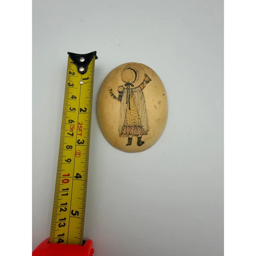 Vintage Precious Moments Holly Hobbie Style Wood Oval Wall Plaques Set of 4
